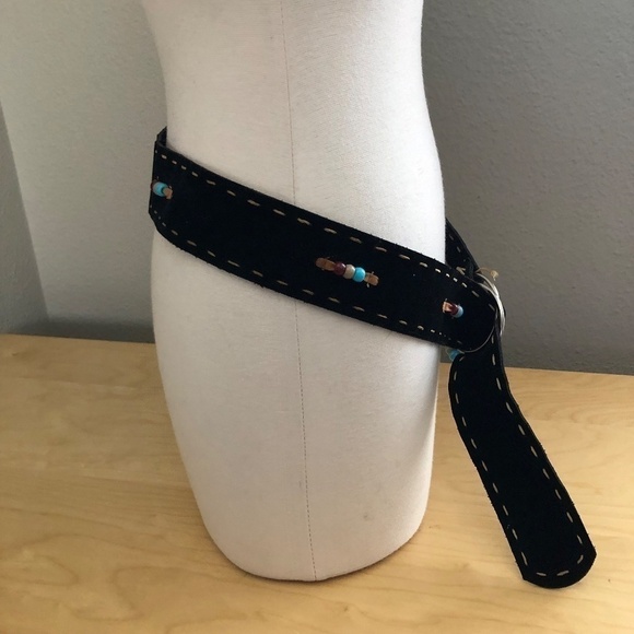 Hand Crafted Beaded Suede Leather Belt - Coastal Cowgirl - Picture 8 of 9